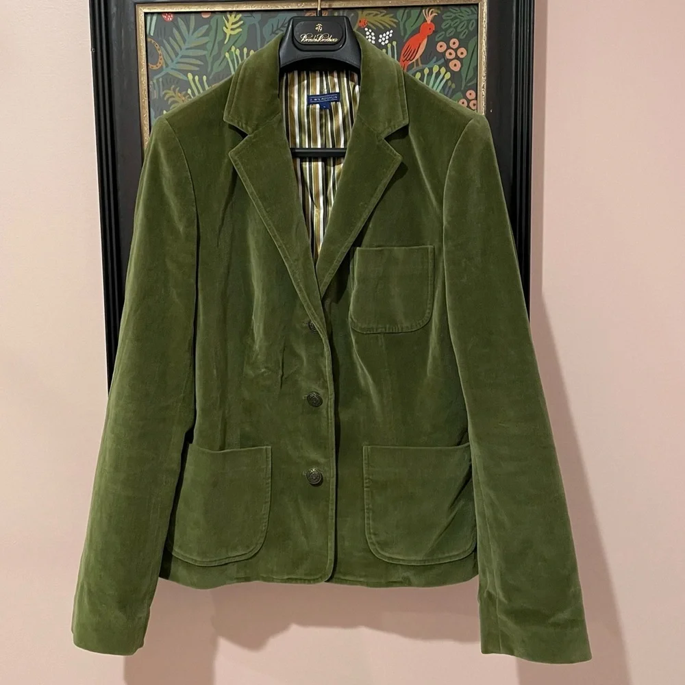 J McLaughlin green velvet blazer jacket women's 6 - Picture 1 of 4